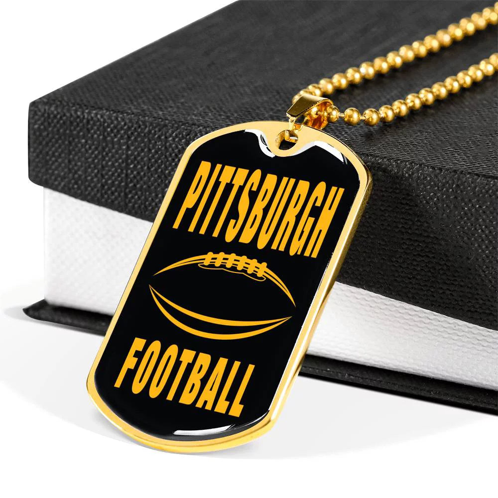 Stainless Steel or 18k Gold Dog Tag Necklace F1699