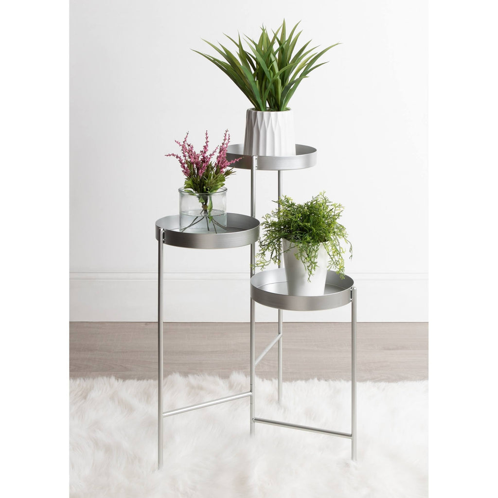 Navy Blue Metal Tri-Level Plant Stand K416709