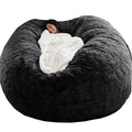 Black 5ft Faux Fur Bean Bag Chair Cover L406