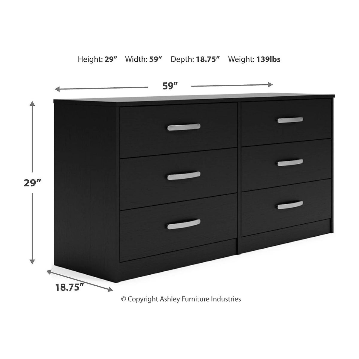 Black 6 Drawer Dresser M87985