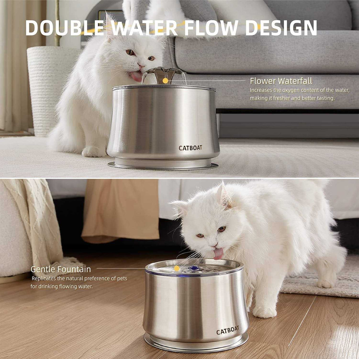 Stainless Steel 84oz/2.5L Cat Water Fountain Z192606