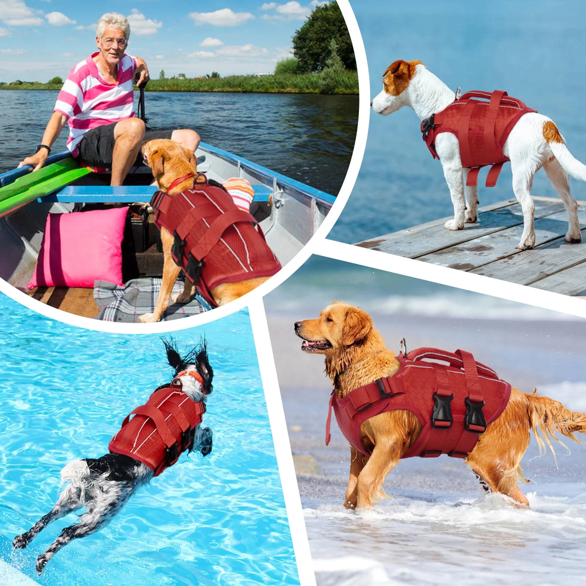 Red XL Reflective Adjustable Dog Life Jacket N770