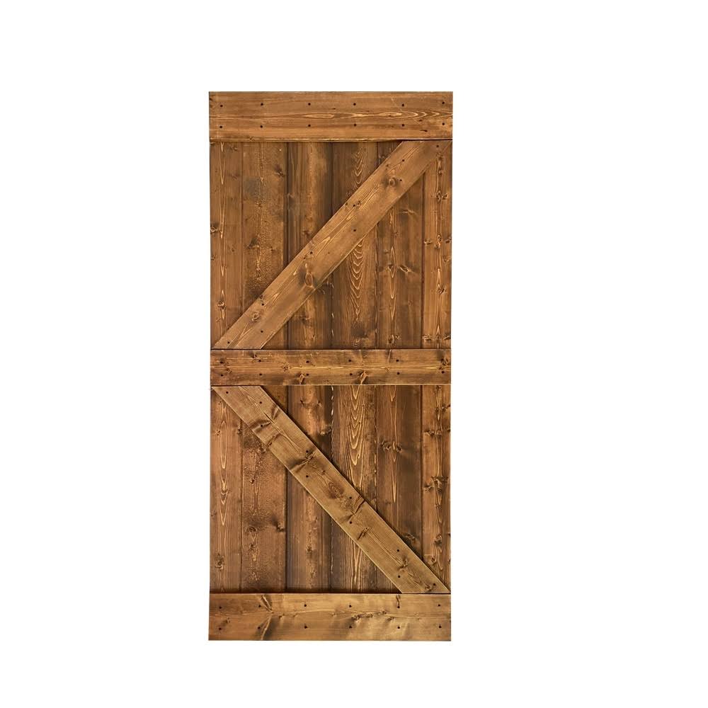 38 in. x 84 in. Weather Oak Stained Solid Pine Wood Interior Sliding Barn Door Slab G2634