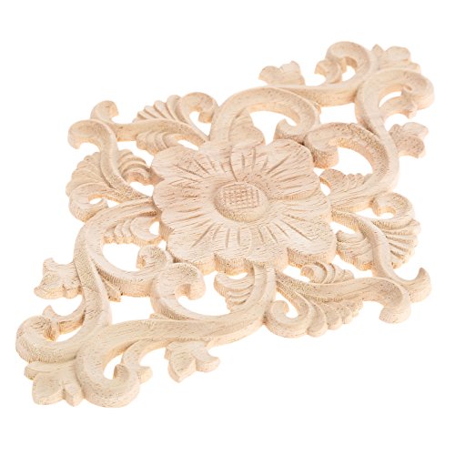 Wood Carved Appliques, 2Pcs Wooden Decorative Onlays, 15x10.5cm M627025