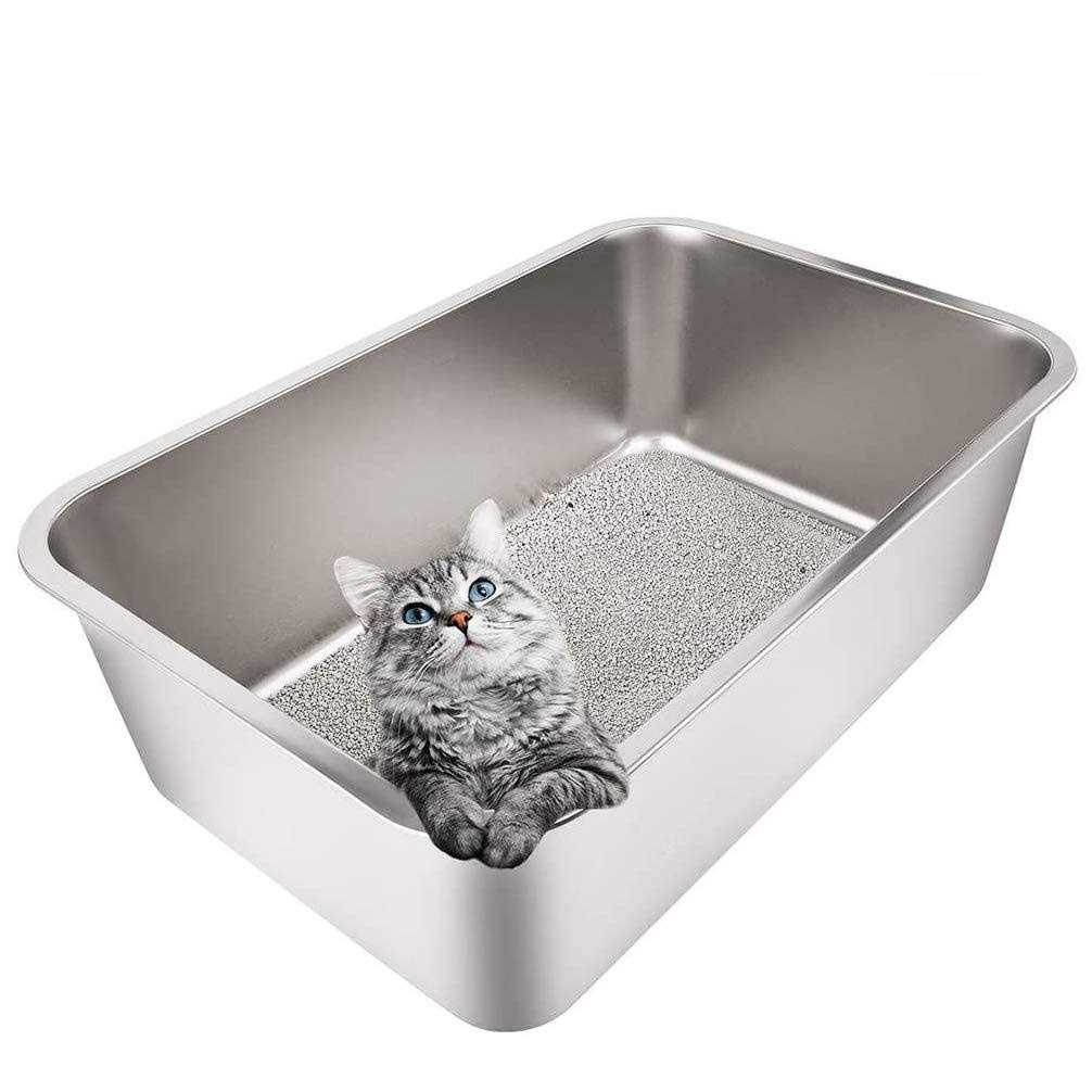 Stainless Steel Litter Box with High Sides U85780