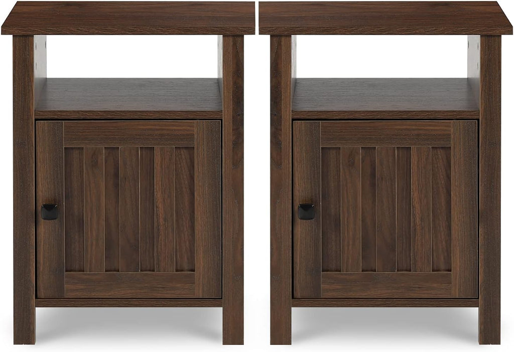 Set of 2 Brown Wood Nightstand with Door M77241