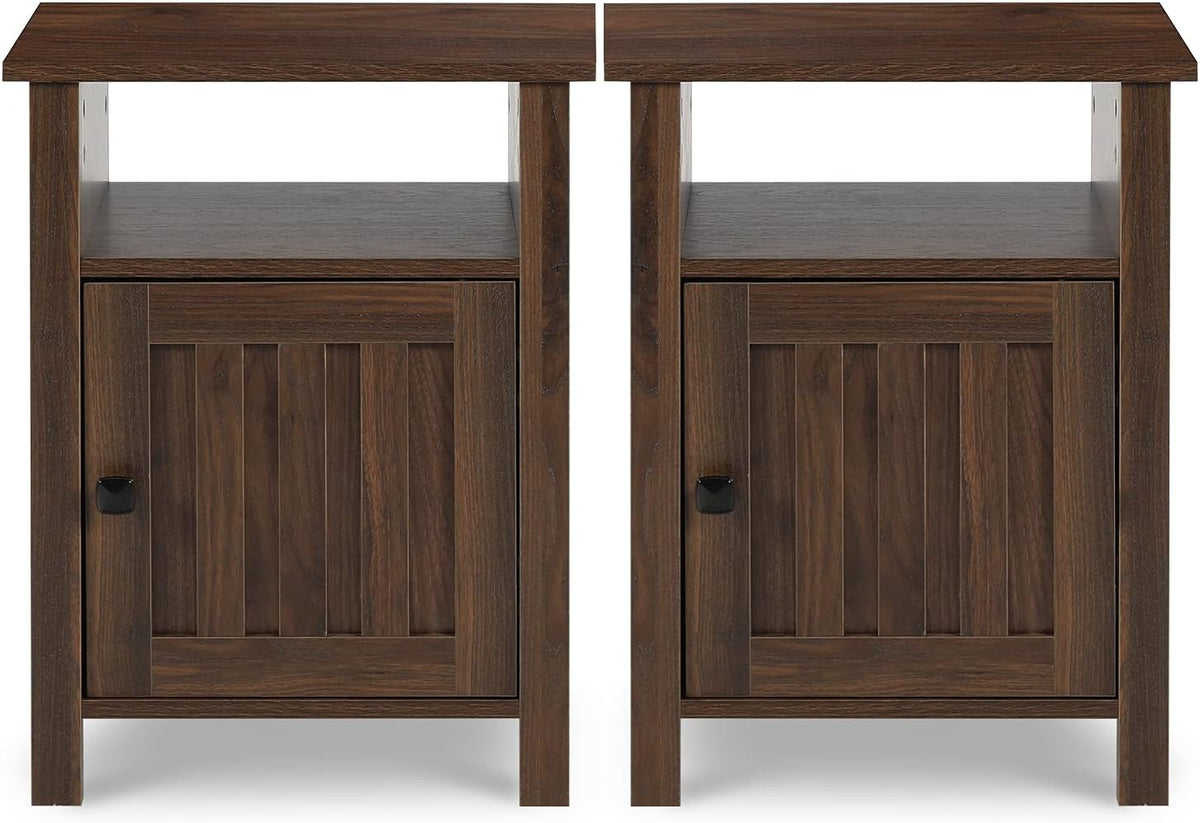 Set of 2 Brown Wood Nightstand with Door M77241