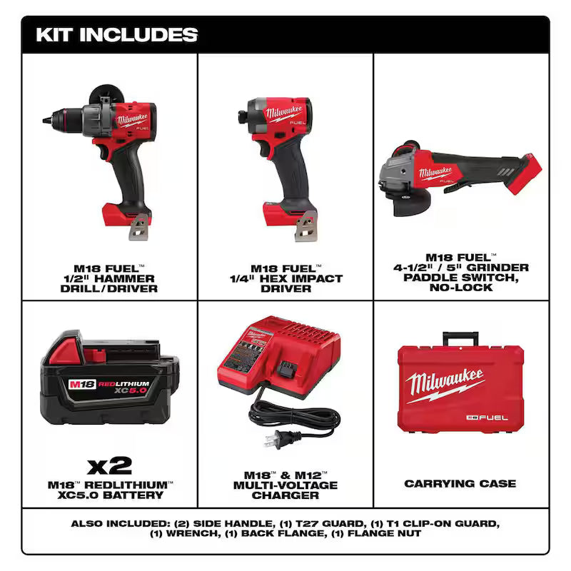 18-Volt Lithium-Ion Brushless Cordless Combo Kit 2-Tool with 2 Batteries Charger 4-1/2in. to 5in. Grinder L36301