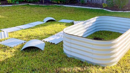 17" Tall 9 in 1 8ft X 2ft Metal Raised Planter Bed Modern Gray W89974