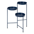 Navy Blue Metal Tri-Level Plant Stand K416709
