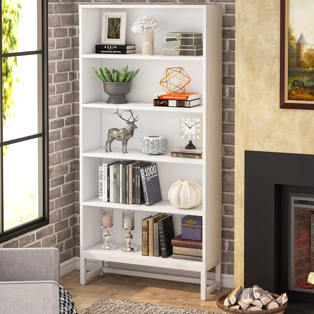 White 5 Shelves Tall Bookcase I2902