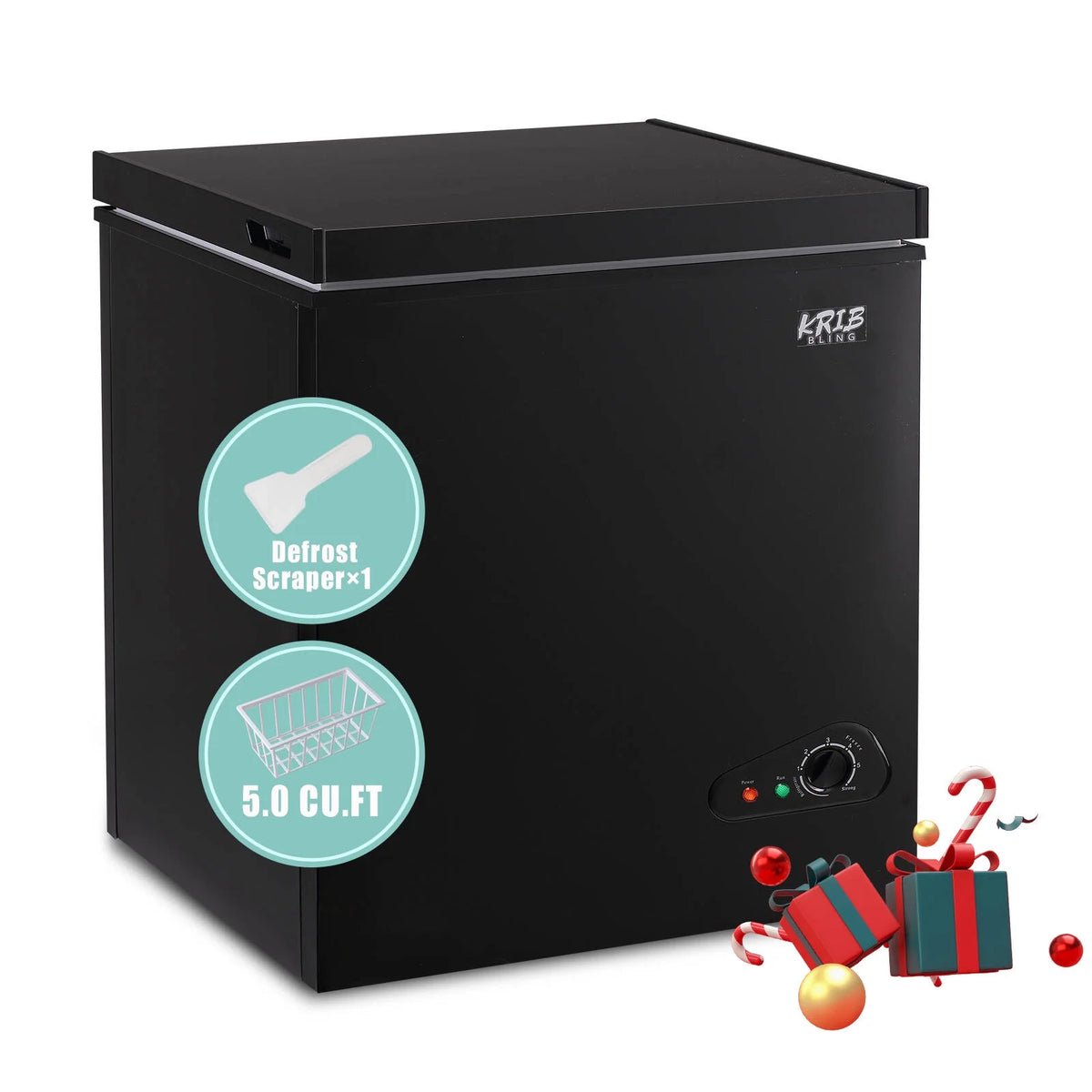3.5 Cu.Ft Black Chest Freezer with Removable Basket R568