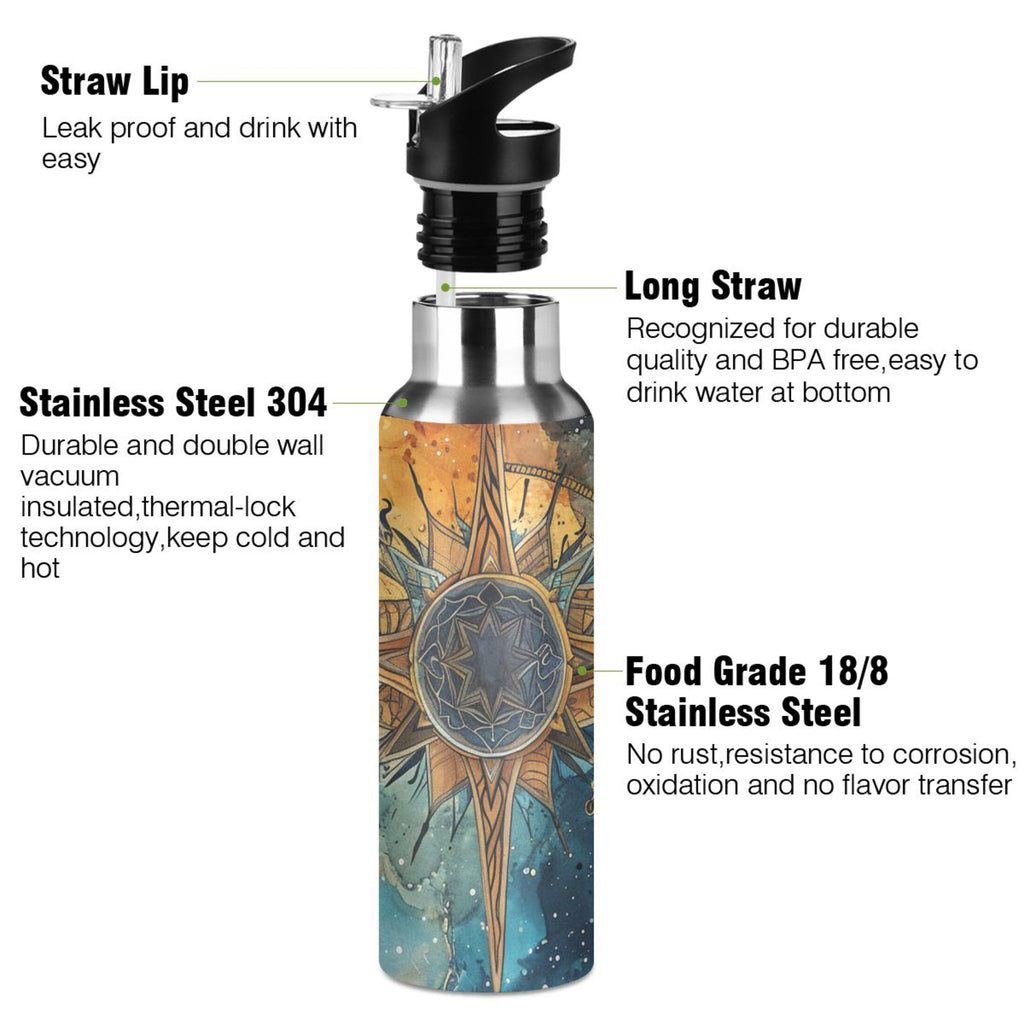 20 oz Insulated Stainless Steel Water Bottle with Straw Lid J3022