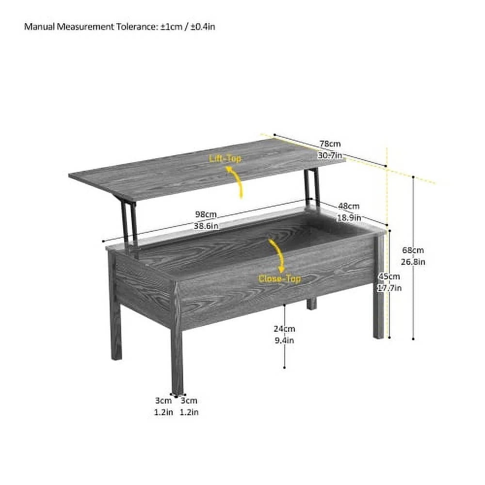 Wood Rectangle Lift Top Coffee Table with Storage E81956