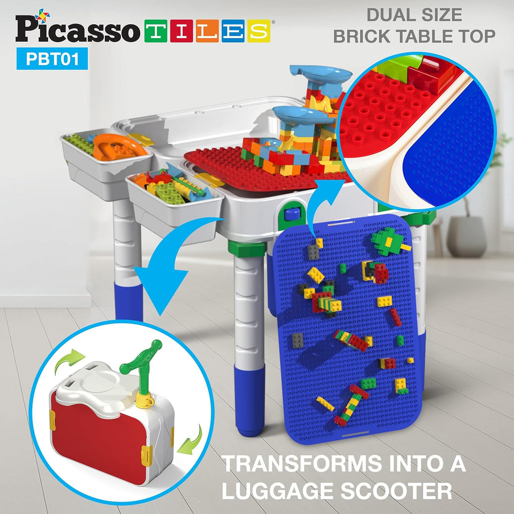 Kids Play Table & Chair Set with Storage, 331pcs Building Blocks and Marble Run F3780