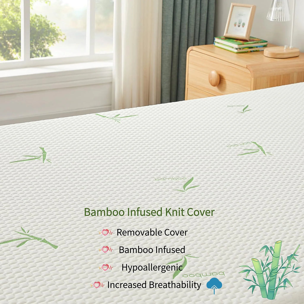 5 Inch Queen Size Memory Foam Mattress with Bamboo Cover J289886