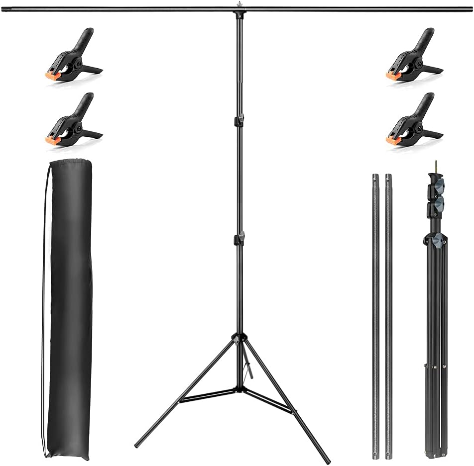5 X 6.5 Ft Portable Green Screen Stand with Carrying Bag & 5 Spring Clamps Y992695
