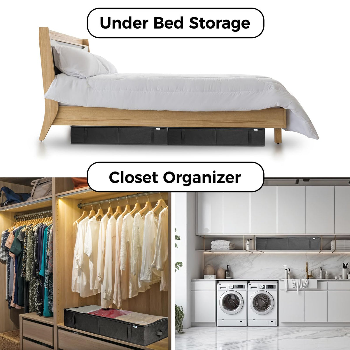 Gray 4 Pack Under Bed Storage Containers P31069