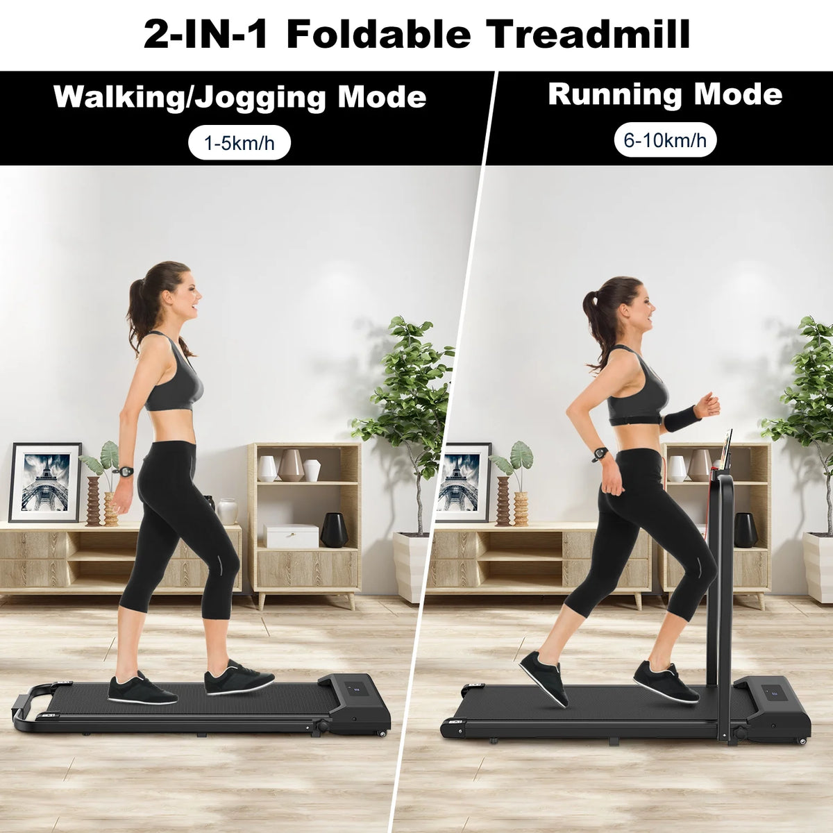 2 in 1 Under Desk Folding Treadmill, 6.25 MPH, 265 Lb Capacity V2202