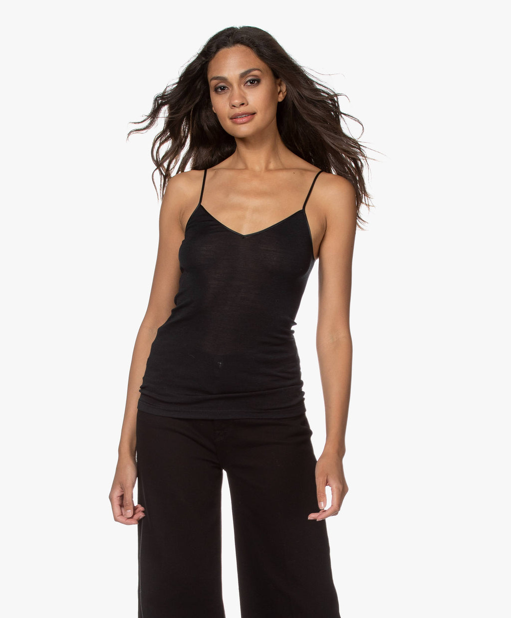 Black Woolen Silk Camisole F10779
