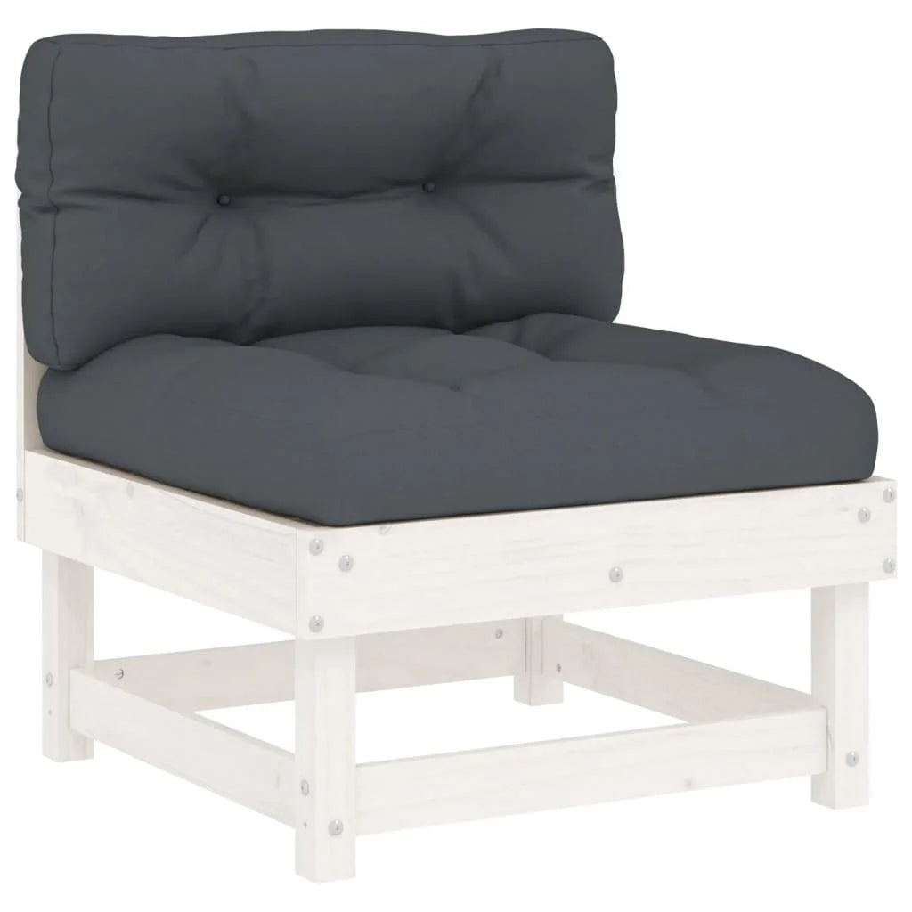 White Solid Wood Pine Sofa with Cushions J150736