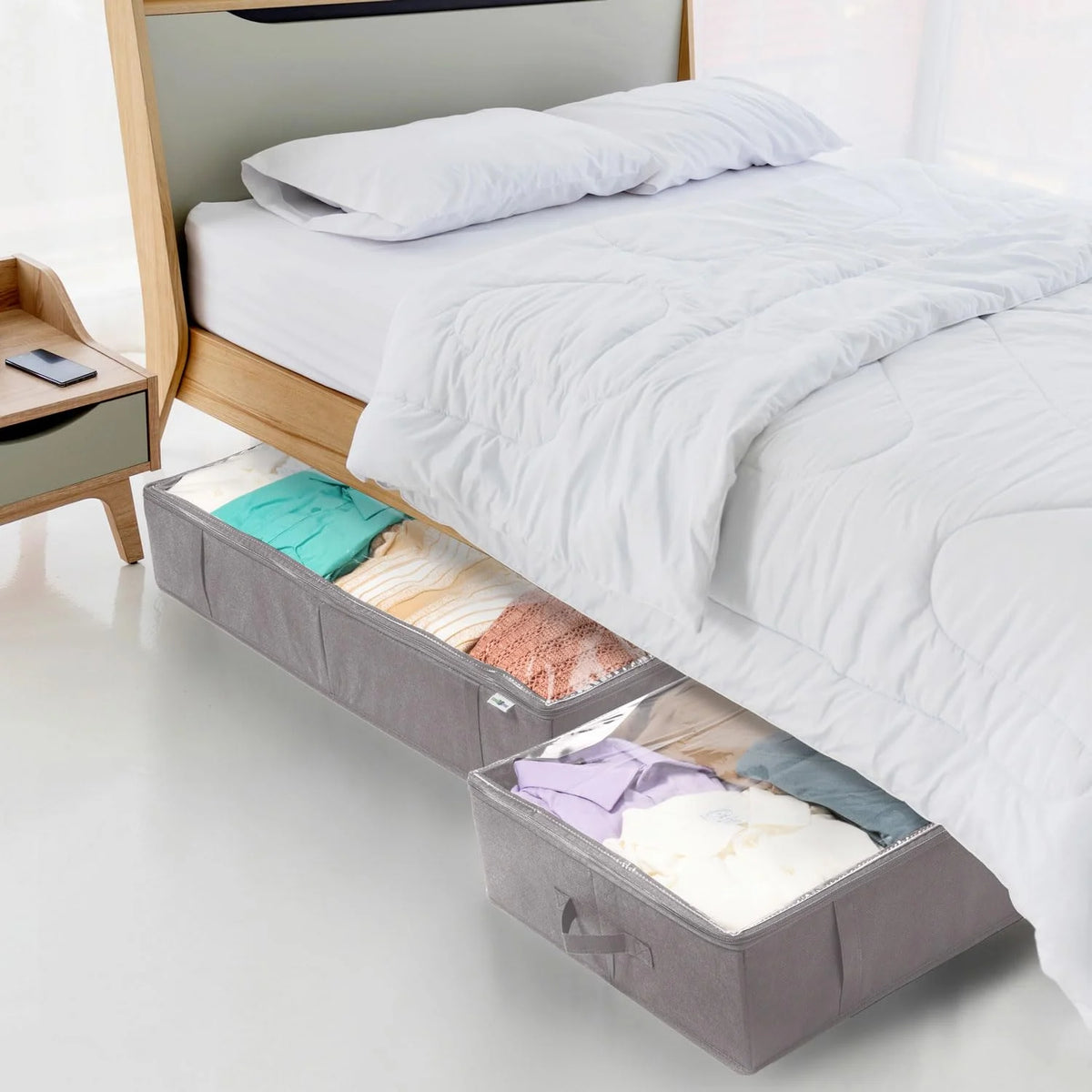 Gray 4 Pack Under Bed Storage Containers P31069