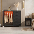 White 5 Drawer Dresser with Clothes Rack X631121