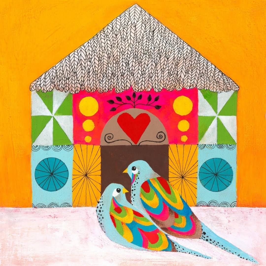 Colorful Lovebirds Canvas Art D81359