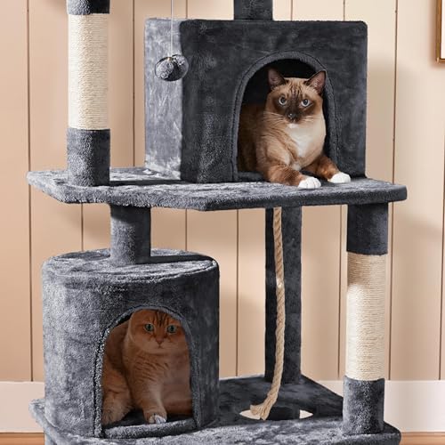 Dark Gray Cat Tree with Platform, Hammock, Scratching Posts O49164