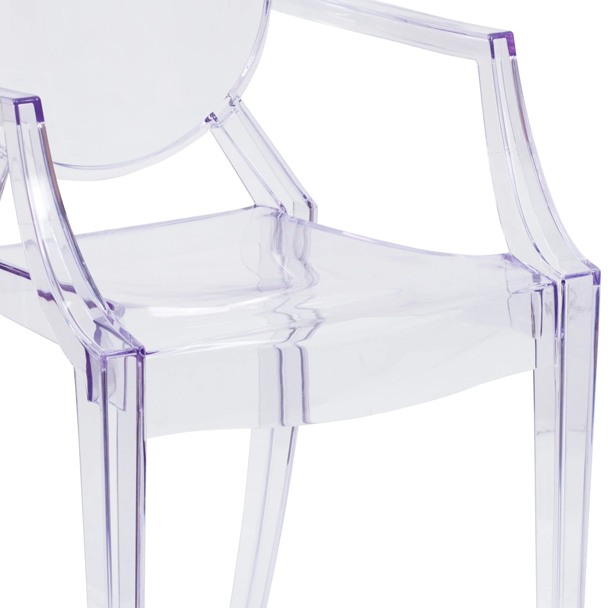Transparent Crystal Oval Back Ghost Chair with Arms H216507