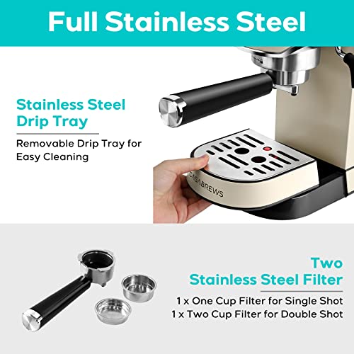 Espresso Machine 20 Bar with Milk Frother Steam Wand, Compact Coffee Machine with 34oz Removable Water Tank T146112