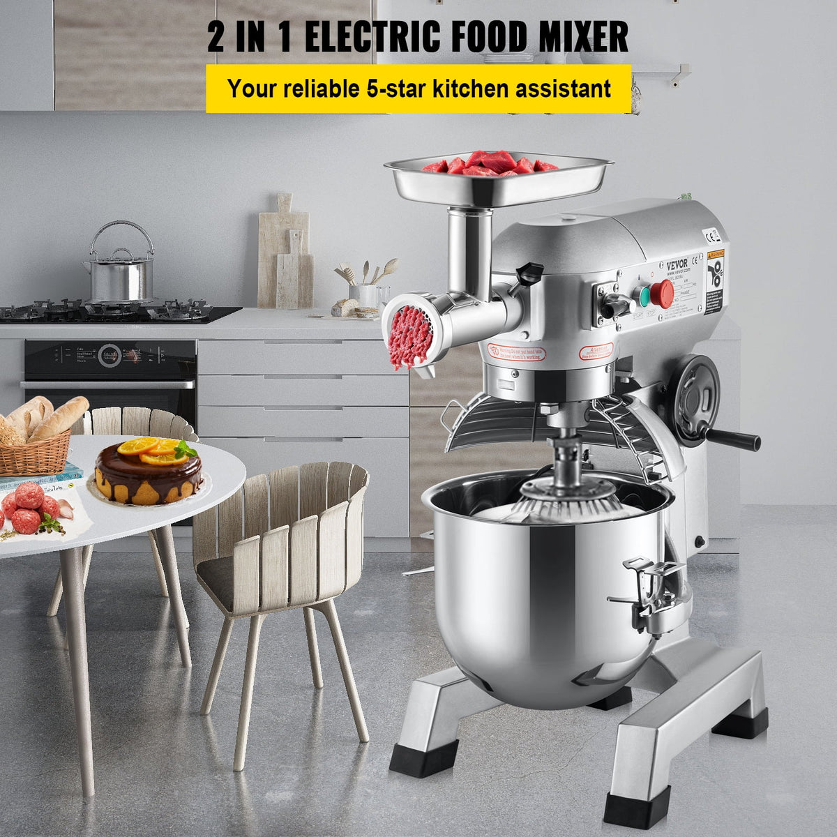 20Qt Stainless Steel Bowl Stand Mixer with Meat Grinder Q23892