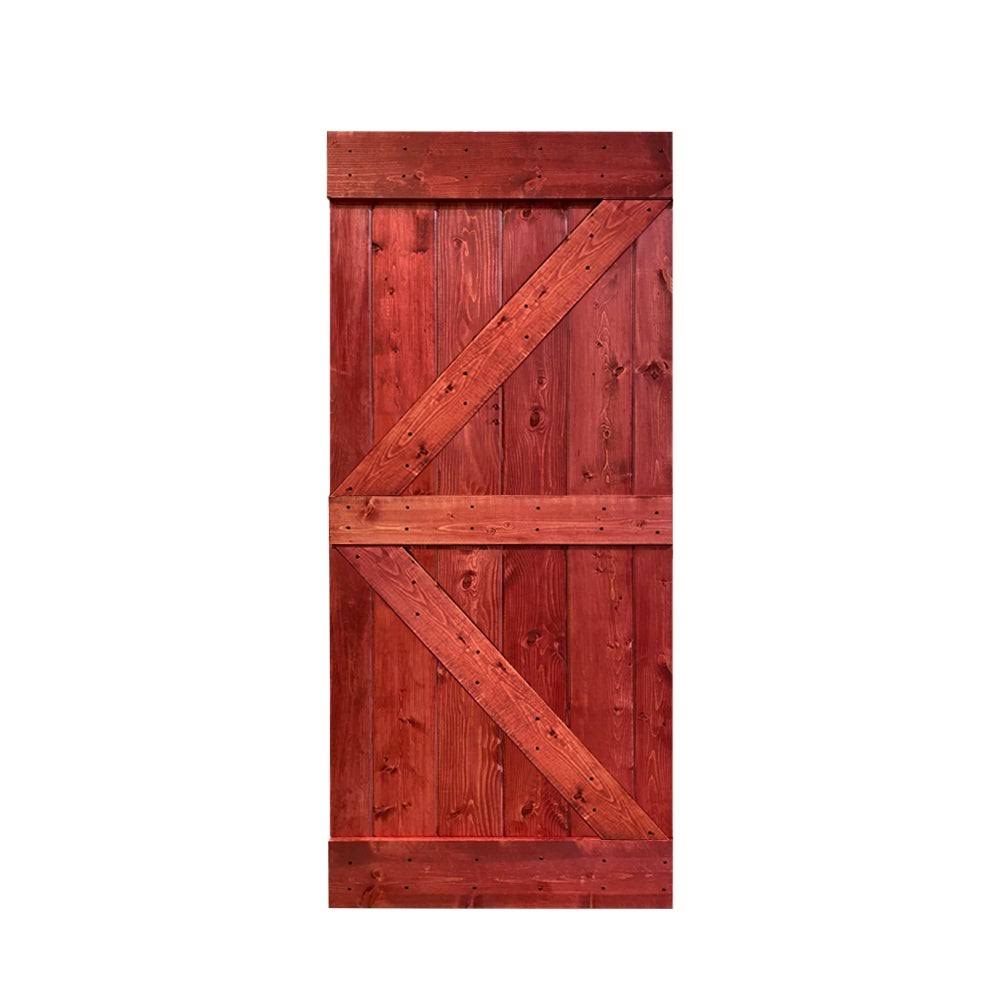 38 in. x 84 in. Weather Oak Stained Solid Pine Wood Interior Sliding Barn Door Slab G2634