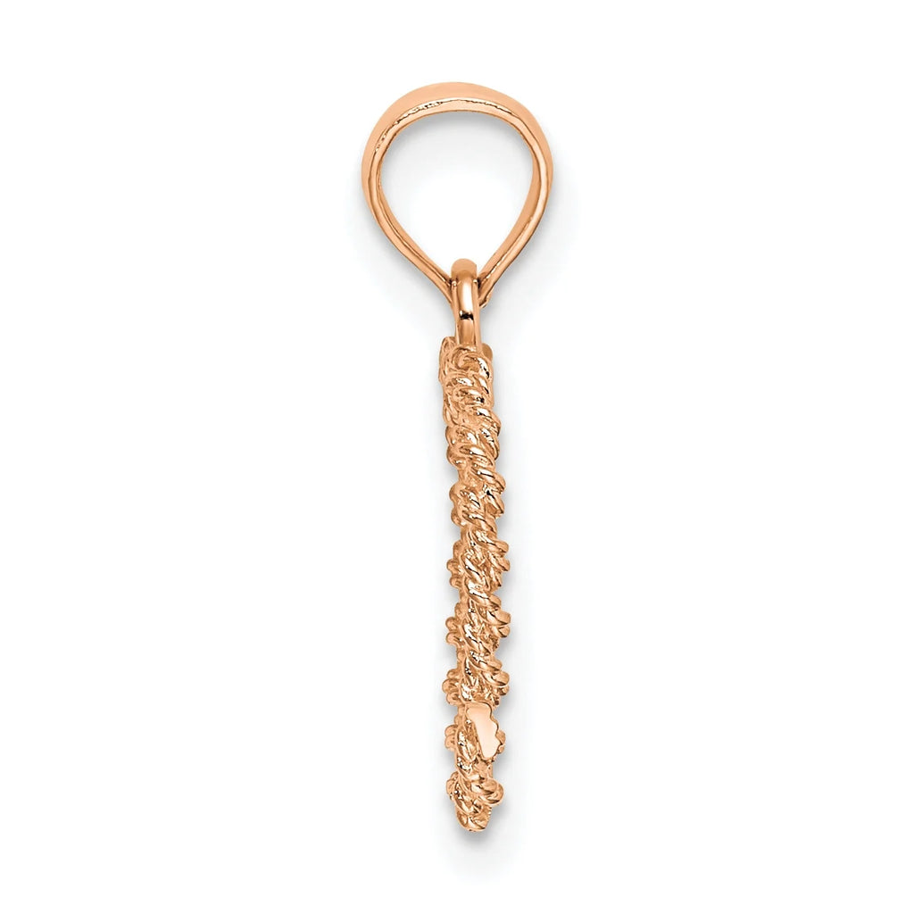 14K Rose Gold 3D Polished Rope Heart Pendant With 10K Yellow Gold Lightweight Rope Chain 16" G1699