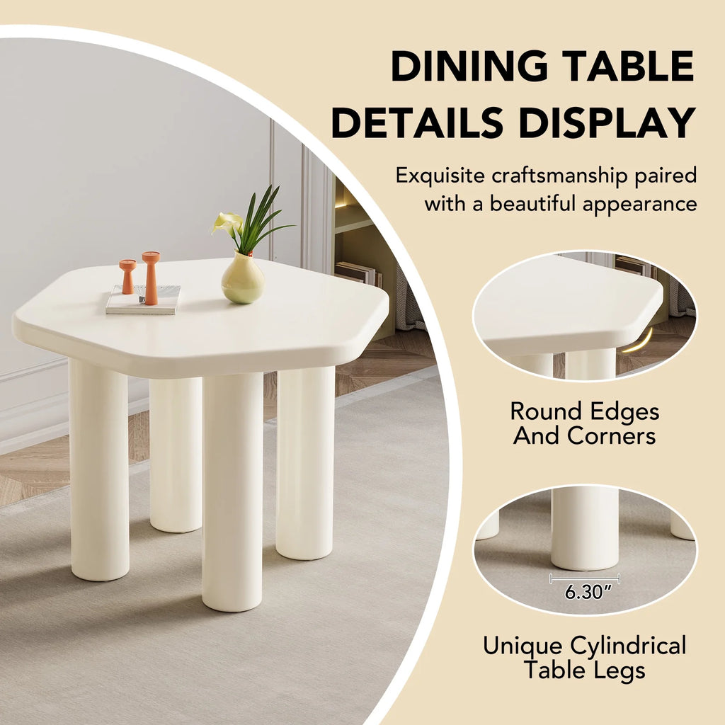 Cream White Hexagonal Dining Table V888