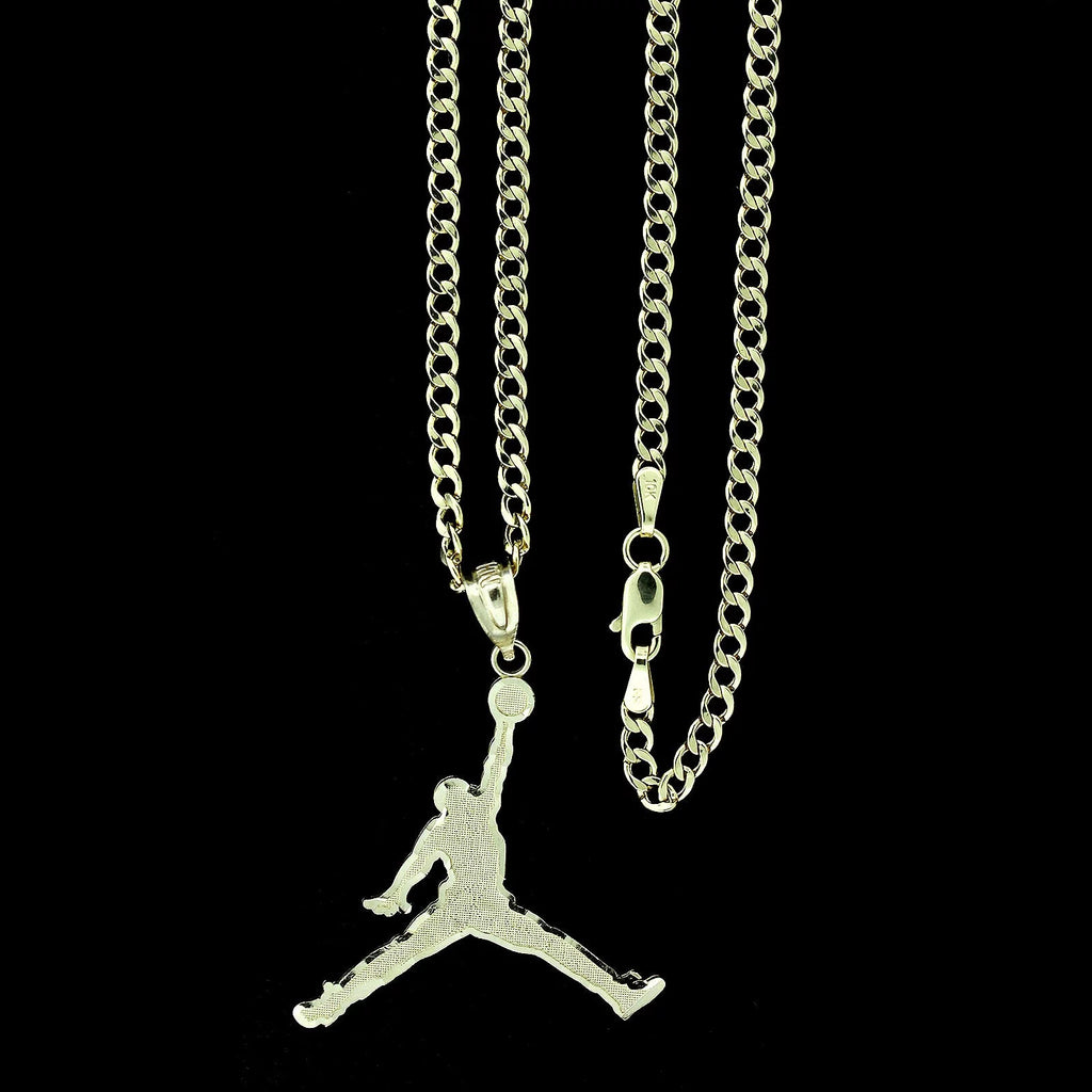 10K Yellow Gold Pendant With 2.5mm Cuban Link Chain Necklace Set A140