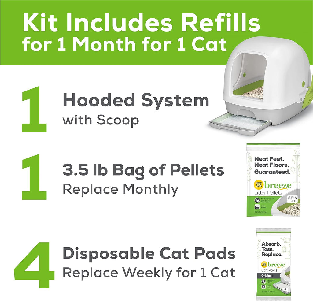 Hooded Cat Litter Box System Starter Kit with Pads & Pellets Pack of 2 C6214