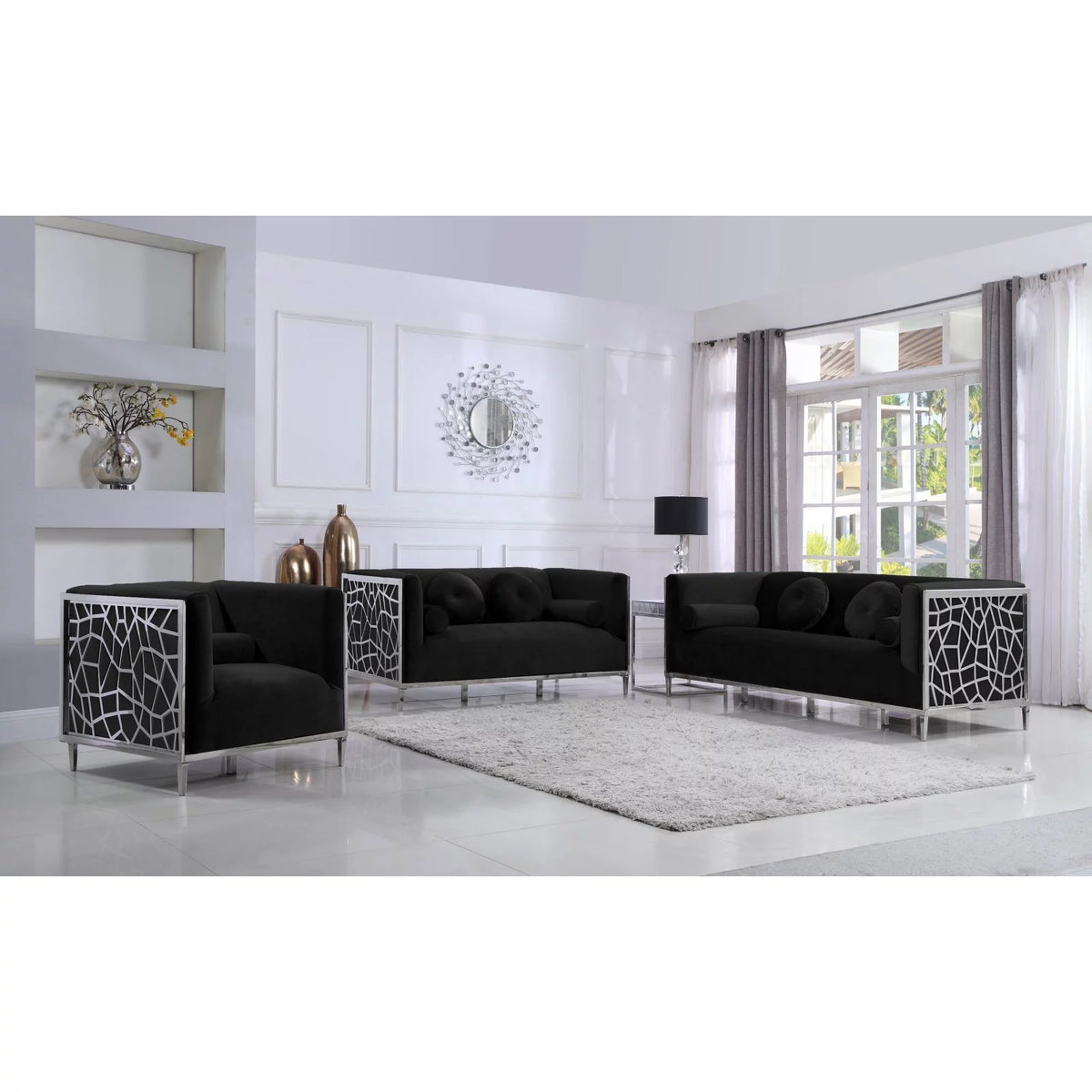 Black Velvet Loveseat C443084