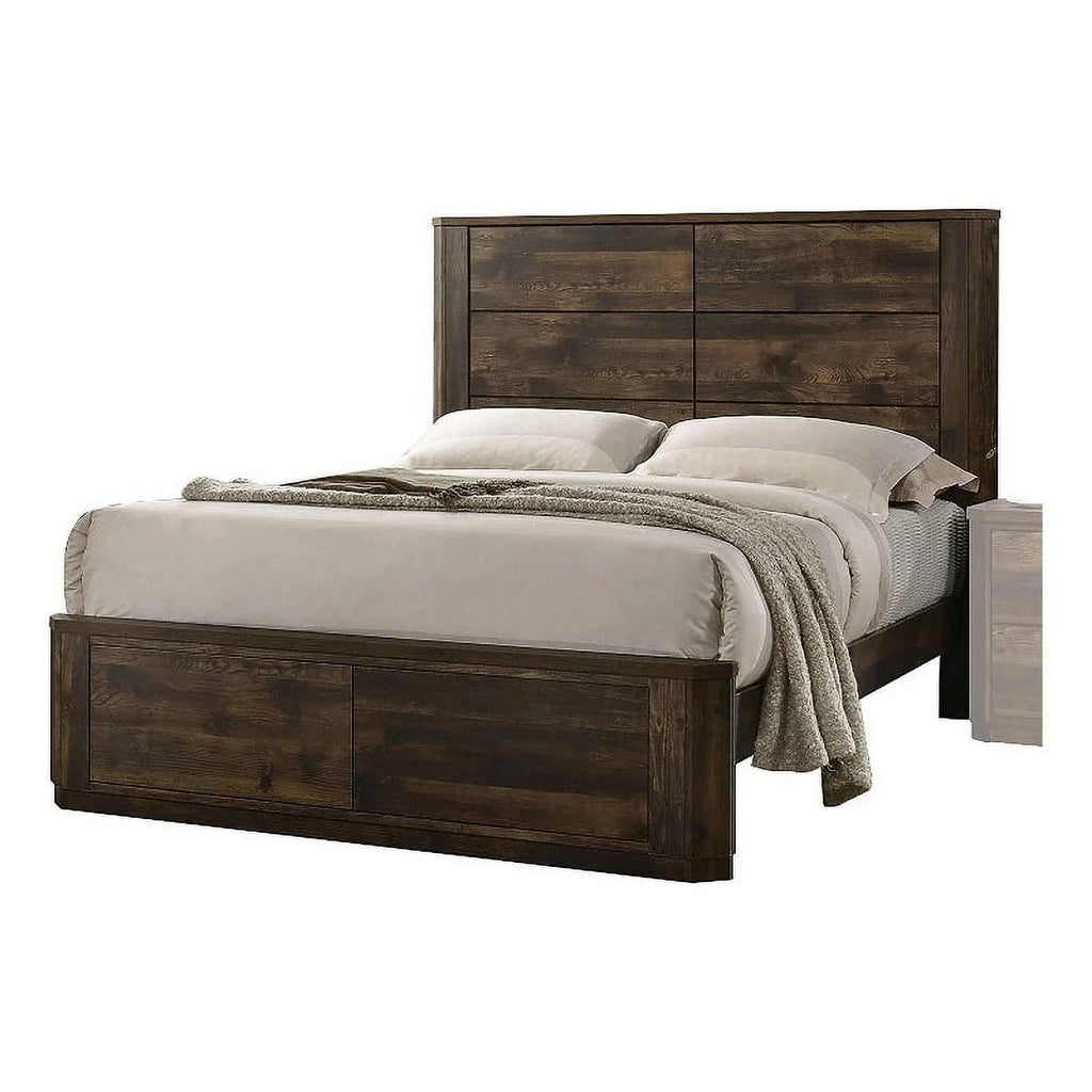 Brown Wooden Eastern King Bed with Paneled Headboard V90277
