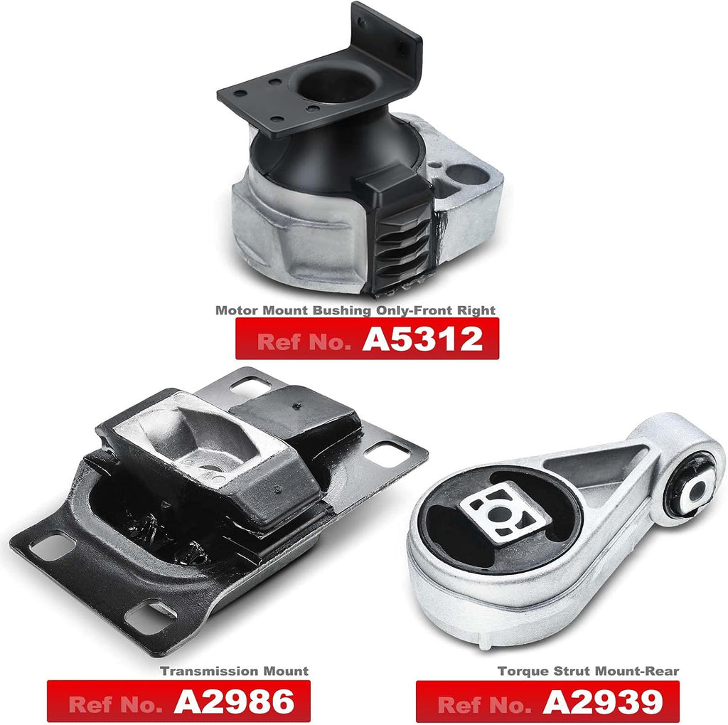 3PCS Engine Motor Mount Compatible with Ford Focus 2005 2006 2007 2.0L L4 Automatic Transmission Mount Pack of 2 A6240
