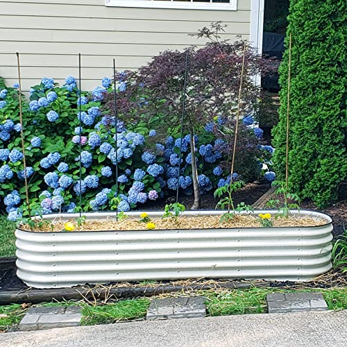 17" Tall 9 in 1 8ft X 2ft Metal Raised Planter Bed Modern Gray W89974
