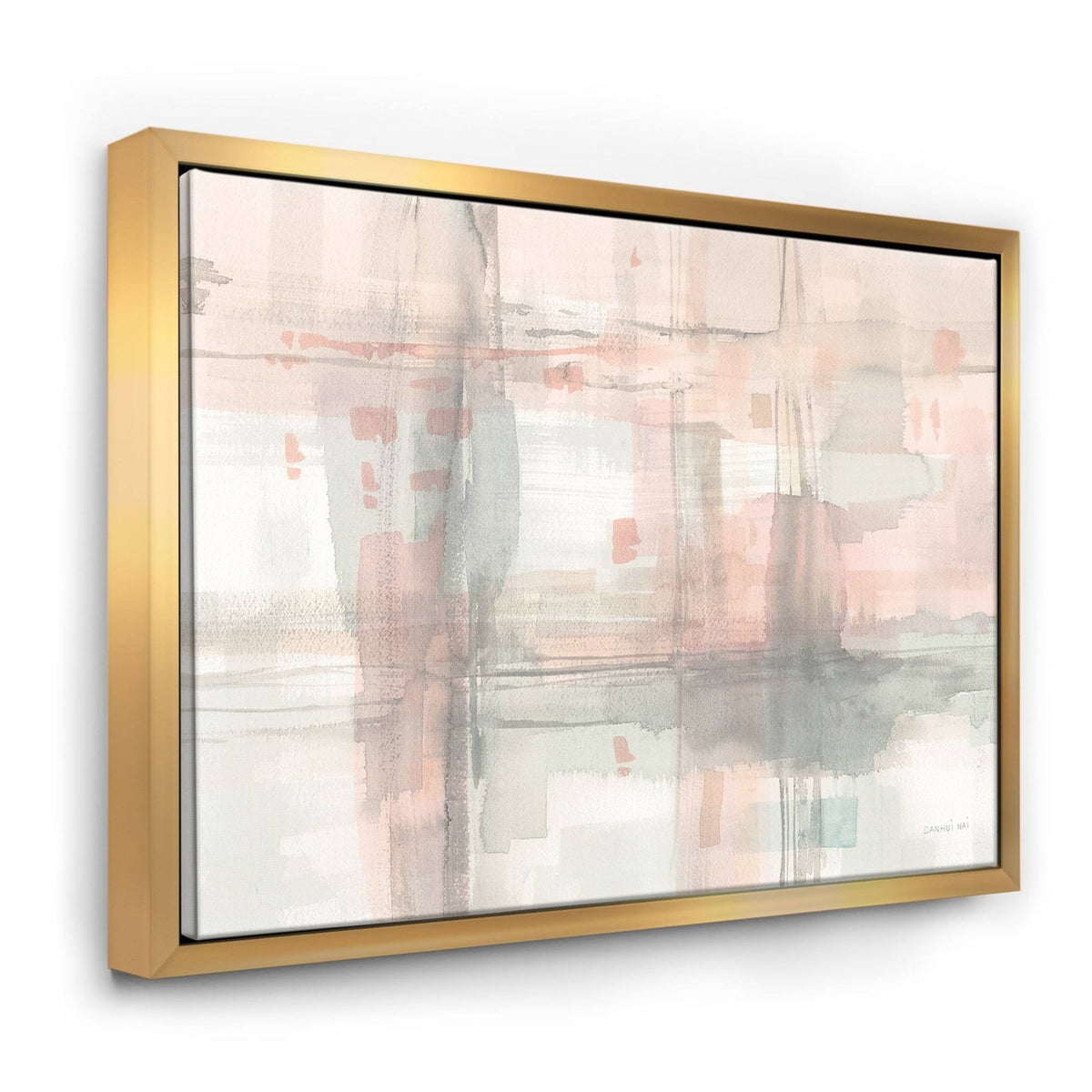 Grey Pink Modern Framed Canvas 44 in. Wide x 34 in. High D748