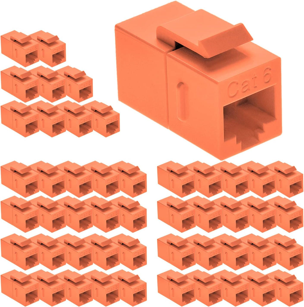 Cat.6 RJ45 Inline Coupler Female-Female 50-Pack Orange T5267
