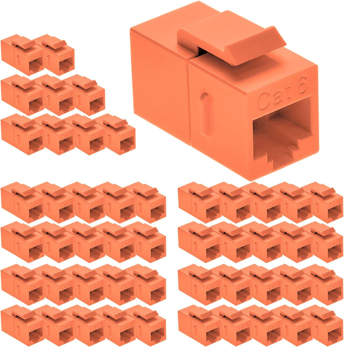 Cat.6 RJ45 Inline Coupler Female-Female 50-Pack Orange T5267
