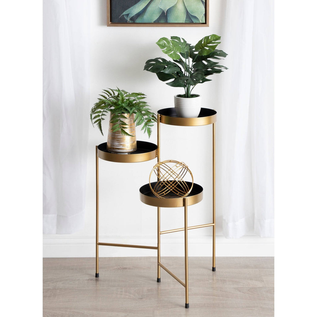 Navy Blue Metal Tri-Level Plant Stand K416709