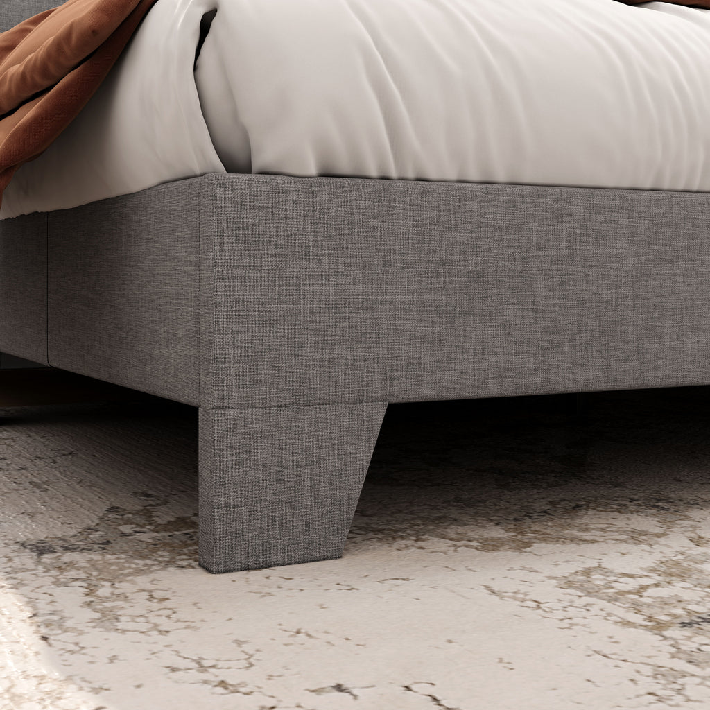 Queen Size Platform Bed with Adjustable Leather Headboard C22719