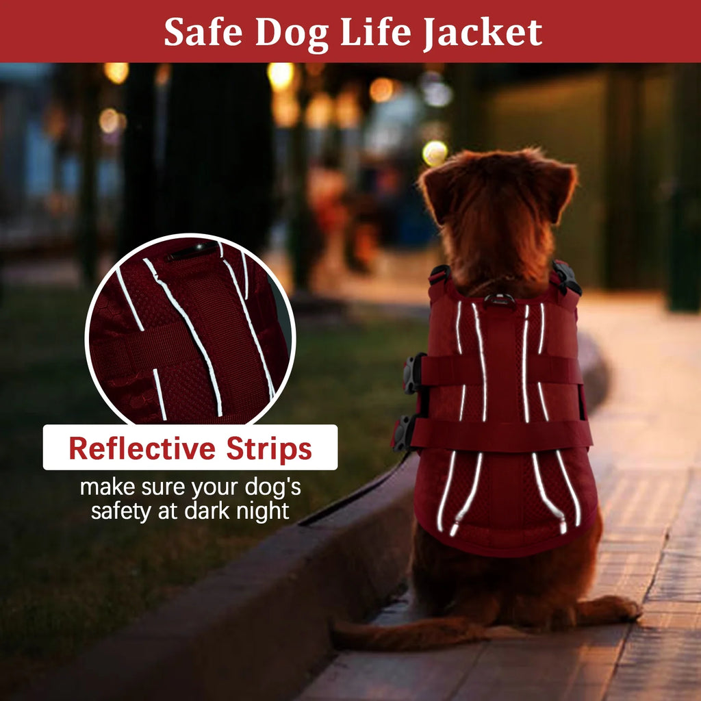 Red XL Reflective Adjustable Dog Life Jacket N770