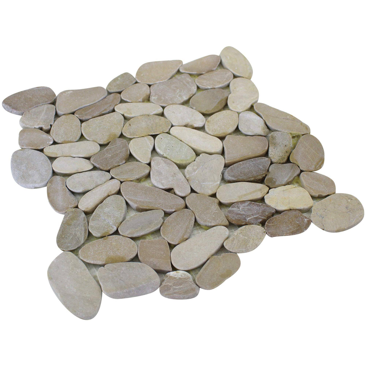 Tan Honed Sliced Pebble Floor and Wall Tile Z868