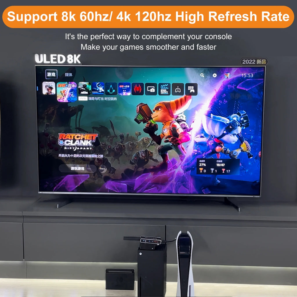 HDMI 2.1 Switch 8k 3in 1 out HDMI Splitter with IR Remote B2550