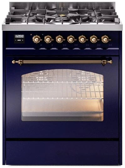 30 Dual Fuel Propane Gas Range in Blue with Bronze Trim K56785